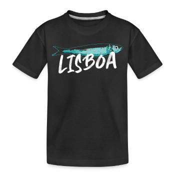 Sardine Lissabon Illustration Portugal im Sommer - Kinder Premium Bio T-Shirt - Schwarz - Vorne