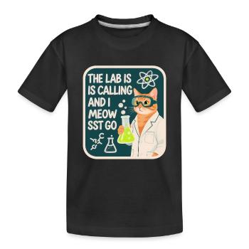 Le labo m’appelle et je miaou va science chat - T-shirt bio Premium Enfant - noir - Devant