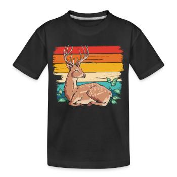 Deer in retro style - Kids' Premium Organic T-Shirt - black - Front