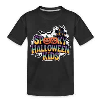 Spuk Halloween Kids Motif - Kinder Premium Bio T-Shirt - Schwarz - Vorne