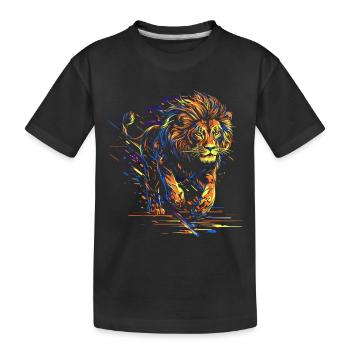 Lion courant Tête de Lion Coloré Prédateur Animal Sauvage - T-shirt bio Premium Enfant - noir - Devant