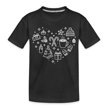 Weihnachten Herz X-Mas Herz Form Weihnachtsherz - Kinder Premium Bio T-Shirt - Schwarz - Vorne