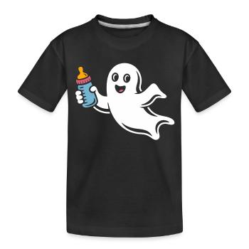 Fröhlicher Geist mit Fläschchen - Kinder Premium Bio T-Shirt - Schwarz - Vorne