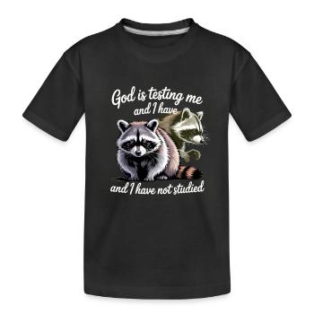 Dieu me teste et je n’ai pas étudié - T-shirt bio Premium Enfant - noir - Devant