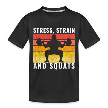 Stress Strain et squats, T-shirt de gymnastique drôle d’ingénieur - T-shirt bio Premium Enfant - noir - Devant