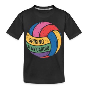 Spiking is my cardio volleyball motivation - Kids' Premium Organic T-Shirt - black - Front