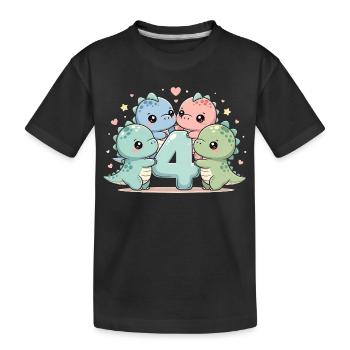 4ème anniversaire Dino dinosaure 4 ans cadeau - T-shirt bio Premium Enfant - noir - Devant