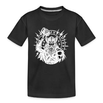 Odin avec le cercle de runes de foudre de Thorhammer Mjölnir - T-shirt bio Premium Enfant - noir - Devant