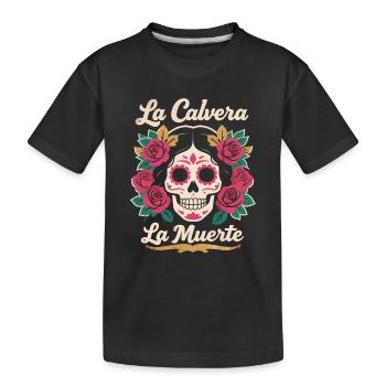 Crâne en sucre Noël homme floral - T-shirt bio Premium Enfant - noir - Devant