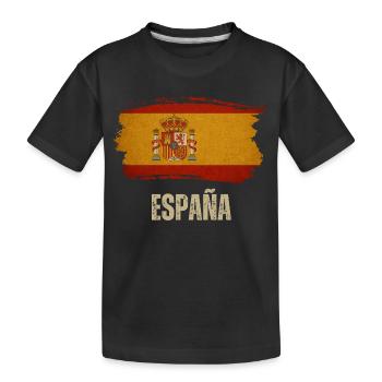 Grunge flag of Spain, Spanish pride - Kids' Premium Organic T-Shirt - black - Front