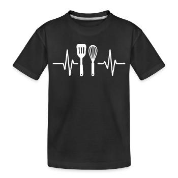 Heartbeat Kitchen Fork Design - Kids' Premium Organic T-Shirt - black - Front