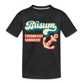 Vacances à la mer du Nord BÜSUM STRANDGUT SAMMLER Lustig - T-shirt bio Premium Enfant - noir - Devant