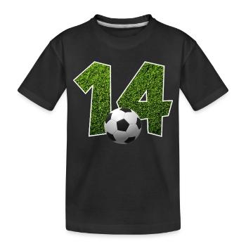 NR. 14 NUMMER 14 FUßBALL 14. GEBURTSTAG - Kinder Premium Bio T-Shirt - Schwarz - Vorne