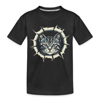Katze Zerrissenes Tuch - Süßes Gothic Geschenk - Kinder Premium Bio T-Shirt - Schwarz - Vorne