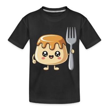 Pudding with fork - Kids' Premium Organic T-Shirt - black - Front