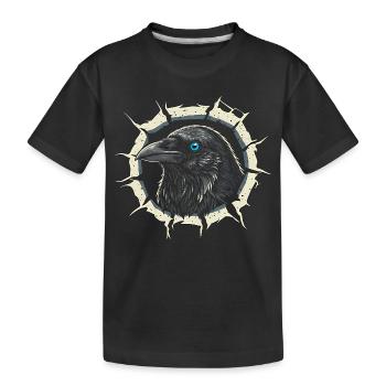 Gothic Crow Peeking Out of Crack - Raven - Kids' Premium Organic T-Shirt - black - Front