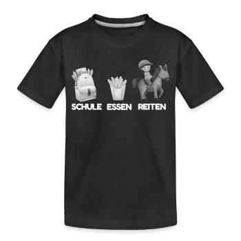 Schule Essen Reiten  - Kinder Premium Bio T-Shirt - Schwarz - Vorne