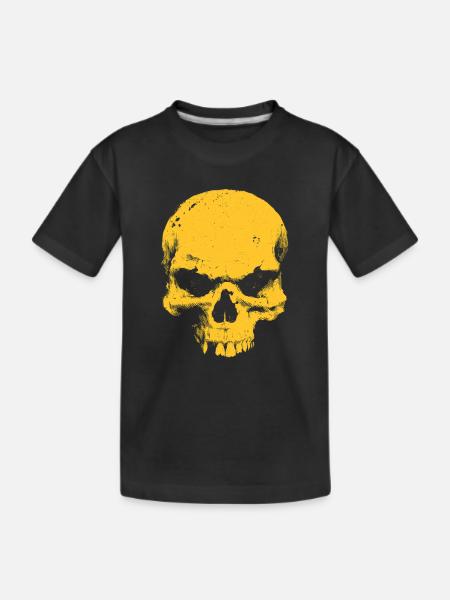 Gelber Totenkopf Kontrast - Kinder Premium Bio T-Shirt - Schwarz