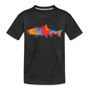 Pêche à la truite Pêche à la truite colorée Pêcheur à la ligne Truite - T-shirt bio Premium Enfant - noir - Devant