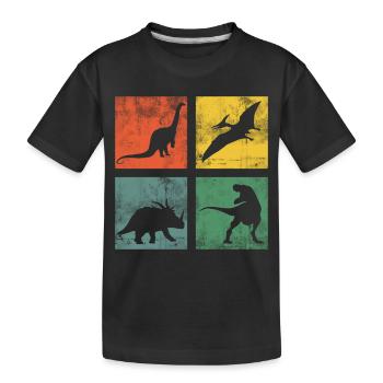 Dinosaurier Dino Dinos Tyrannosaurus Triceratops - Kinder Premium Bio T-Shirt - Schwarz - Vorne