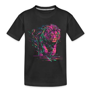 Lion courant Tête de Lion Coloré Prédateur Animal Sauvage - T-shirt bio Premium Enfant - noir - Devant