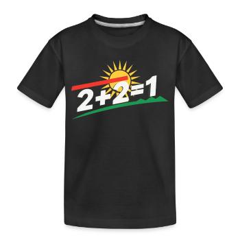 Sonnenlogo 2+2=1 Statement, kurdistan - Kinder Premium Bio T-Shirt - Schwarz - Vorne