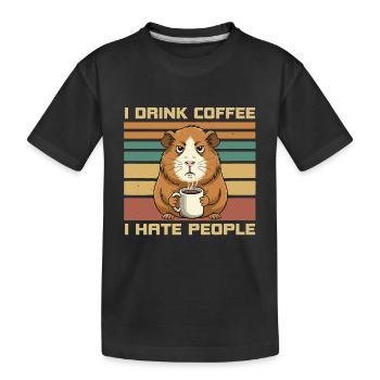 Grumpy Guinea Pig Coffee Quote - Kids' Premium Organic T-Shirt - black - Front
