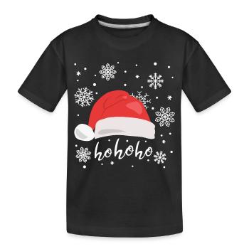 Weihnachtsmütze Ho ho ho Weihnachtsmann - Kinder Premium Bio T-Shirt - Schwarz - Vorne