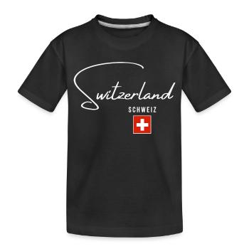 Ich liebe die Schweiz, minimalistisches, schlankes Design - Kinder Premium Bio T-Shirt - Schwarz - Vorne
