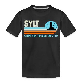 Vacances en mer du Nord COUCHER DE SOLEIL AU BORD DE LA MER Drôle - T-shirt bio Premium Enfant - noir - Devant