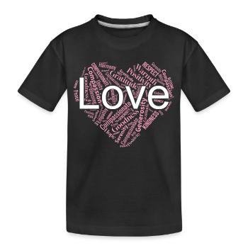 Positive Love & Kindness Heart Word Art T-Shirt - Kids' Premium Organic T-Shirt - black - Front