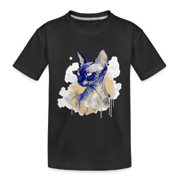 Aquarelle d’art du chat Sphynx - T-shirt bio Premium Enfant - noir - Devant