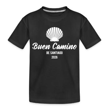 Buen Camino 2026 | Way of St. James, Pilgrims, Santiago - Kids' Premium Organic T-Shirt - black - Front