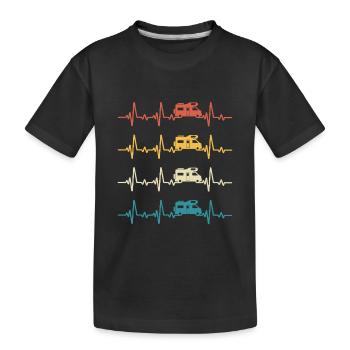 camping car retro battement de coeur camping  - T-shirt bio Premium Enfant - noir - Devant
