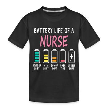 Niveau d’humour de type « batterie » d’un aidant - T-shirt bio Premium Enfant - noir - Devant