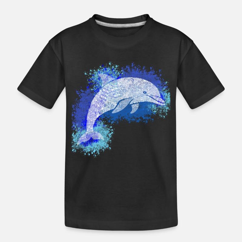 Zentangle Dolphin - T-shirt bio Premium Enfant - noir