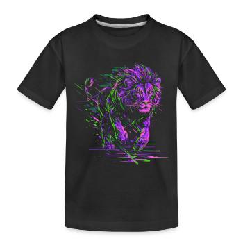 Lion courant Tête de Lion Coloré Prédateur Animal Sauvage - T-shirt bio Premium Enfant - noir - Devant