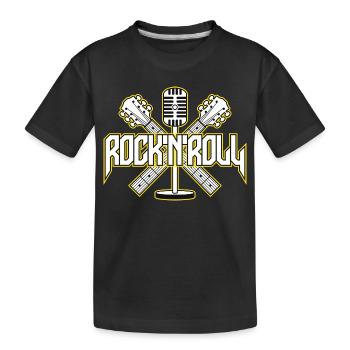 RocknRoll Crest avec guitares et micro - T-shirt bio Premium Enfant - noir - Devant