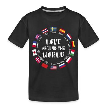 Liebe aus aller Welt Sprachen - Kinder Premium Bio T-Shirt - Schwarz - Vorne