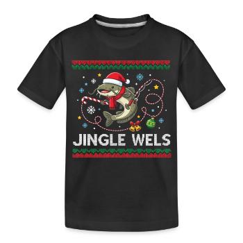 Petri Heil! Cute Catfish Fish Angler Christmas - Kids' Premium Organic T-Shirt - black - Front