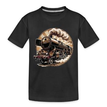 Locomotives à vapeur anciennes - T-shirt bio Premium Enfant - noir - Devant