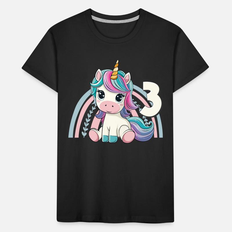 3. Geburtstag Einhorn Regenbogen Süß Niedlich Kinder Premium Bio T-Shirt