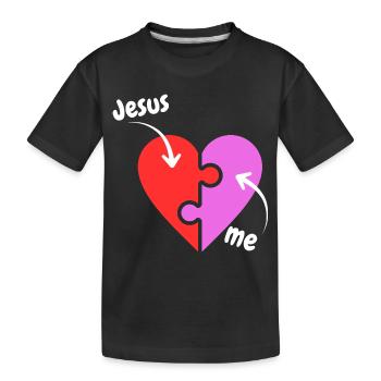 Jesus and me puzzle Heart - Christian - Kids' Premium Organic T-Shirt - black - Front