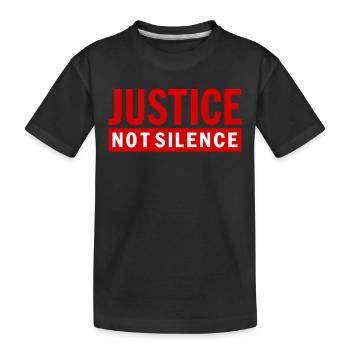 Justice Not Silence Gerechtigkeit Statement - Kinder Premium Bio T-Shirt - Schwarz - Vorne