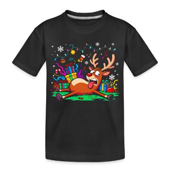 Weihnachtsmuffel Rentier lustig genervt erschöpft - Kinder Premium Bio T-Shirt - Schwarz - Vorne