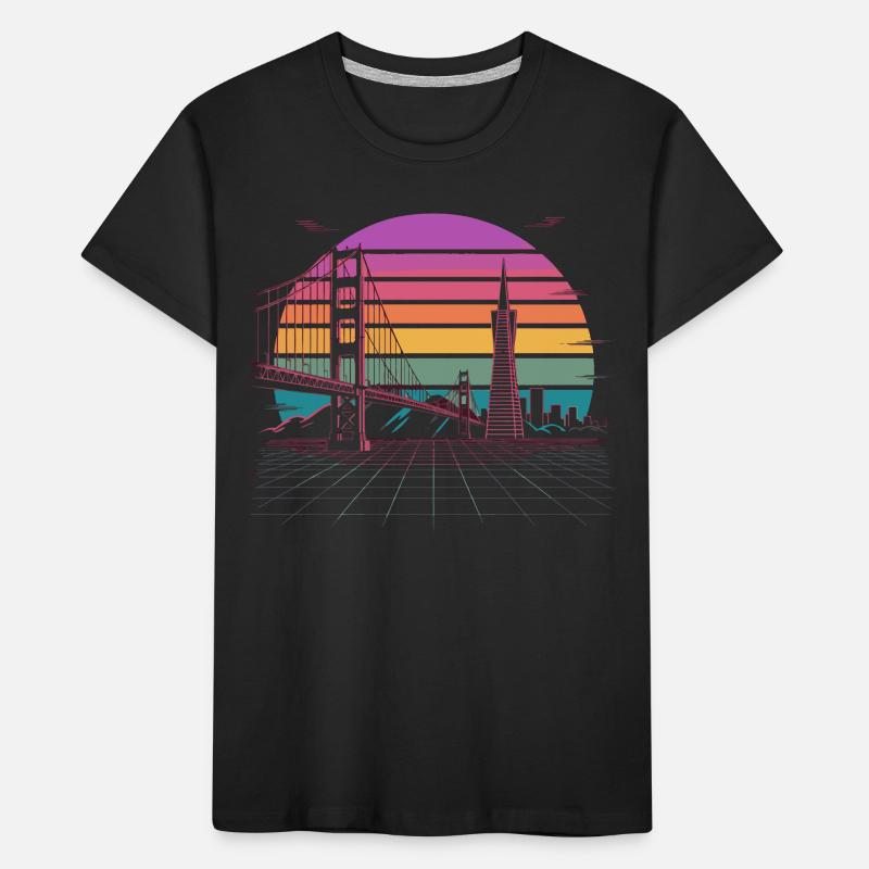 Rainbow Bridge Neon Skyline San Francisco T-shirt bio Premium Enfant