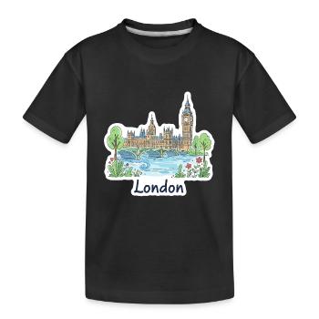 Illustrations du pont parlementaire Big Ben Skyline de Londres - T-shirt bio Premium Enfant - noir - Devant