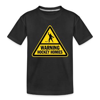 Warning Hockey Homies Warnschild Eishockey - Kinder Premium Bio T-Shirt - Schwarz - Vorne