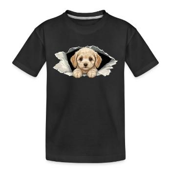 Niedlicher Cockapoo Goldendoodle Zerrissenes Papier - Kinder Premium Bio T-Shirt - Schwarz - Vorne