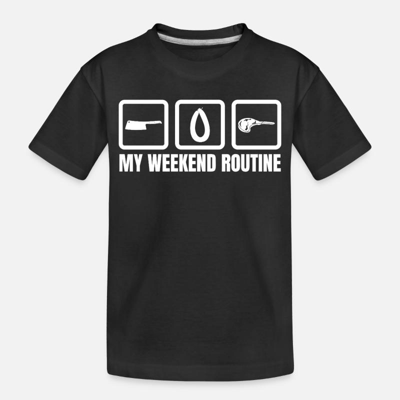 Metzger Wochenendroutine - Kinder Premium Bio T-Shirt - Schwarz